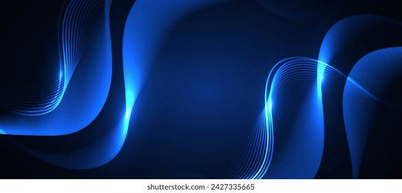 Abstract blue modern background with smooth lines. Dynamic waves. vector illustration.