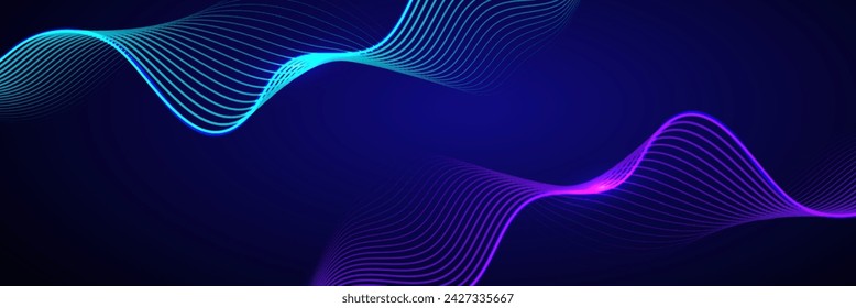 Abstract blue modern background with smooth lines. Dynamic waves. vector illustration.