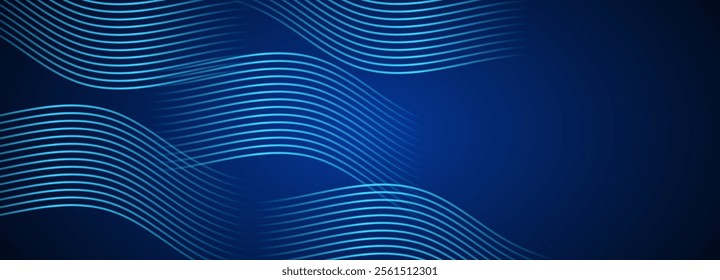 Abstract blue modern background with smooth flowing lines vector.