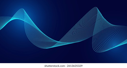 Abstract blue modern background with smooth lines. Dynamic waves. vector illustration.