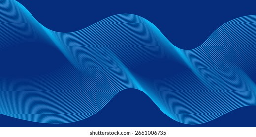 Abstract blue modern background with smooth lines. Dynamic waves. vector illustration.