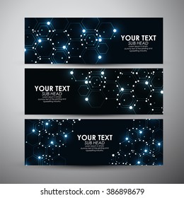 Abstract blue modern geometric shining pattern. Vector banners set background. 