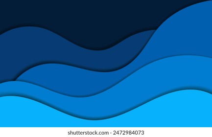 Abstract blue modern wave papercut style background