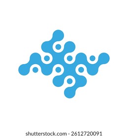 Abstract blue molecular structure logo symbolizing biotechnology, neural networks, digital innovation, microfluidic systems, and futuristic science-inspired connectivity concepts.