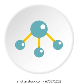 Abstract blue molecules icon in flat circle isolated vector illustration for web