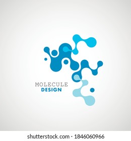 Abstrakte blaue Moleküle auf weißem Hintergrund. Design-Elemente des Vektorlogos