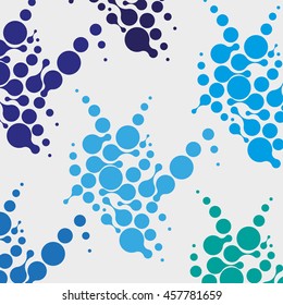 abstract blue molecules on white background.