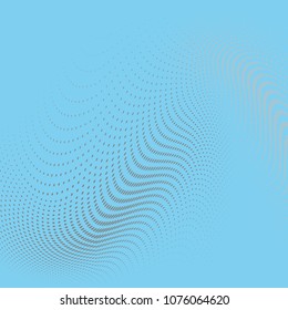 Abstract blue monochrome halftone pattern. Soft curves. Design template vector illustration with dots. Modern dotted background for web sites, sticker labels, banners, corporate identity, cover design
