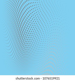 Abstract blue monochrome halftone pattern. Soft curves. Design template vector illustration with dots. Modern dotted background for web sites, sticker labels, banners, corporate identity, cover design