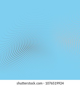 Abstract blue monochrome halftone pattern. Soft curves. Design template vector illustration with dots. Modern dotted background for web sites, sticker labels, banners, corporate identity, cover design