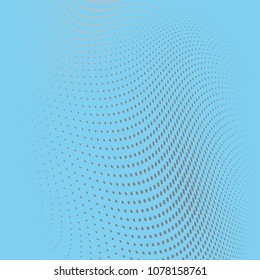 Abstract blue monochrome halftone pattern. Soft curves. Design template vector illustration with dots. Modern dotted background for web sites,sticker labels, banners, corporate identity,cover design