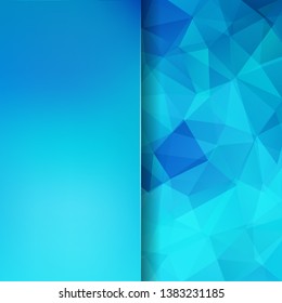 Abstract blue mosaic background. Blur background. Triangle geometric background. Design elements. Vector illustration