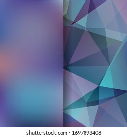 Abstract blue mosaic background. Blur background. Triangle geometric background. Design elements. Vector illustration