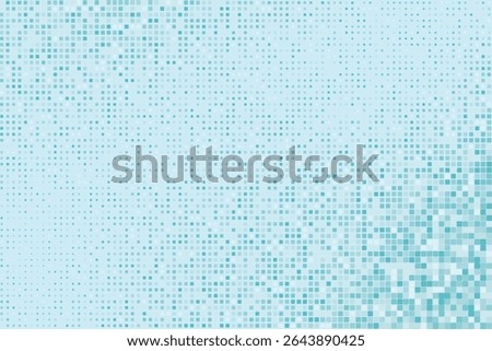 Abstract blue mosaic background made of small square tiles with pixelated gradient transition. Clean geometric pattern, perfect for digital, web, tech or minimalist design.
