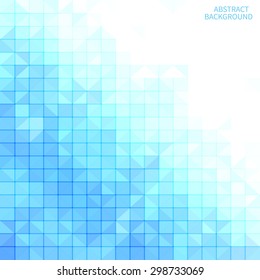 Abstract blue mosaic background with white copyspace area