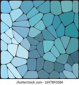 Abstract blue mosaic pattern. Abstract background consisting of elements of different shapes arranged in a mosaic style. Vector illustration.