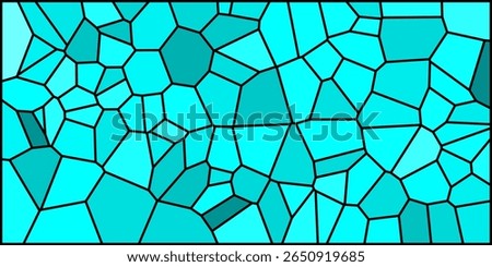An abstract blue mosaic pattern featuring irregular pentagons and hexagons outlined in black, forming a dynamic, tessellated geometric design.

