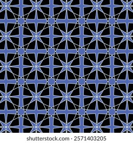 Abstract Blue motif Seamless Pattern Background on black