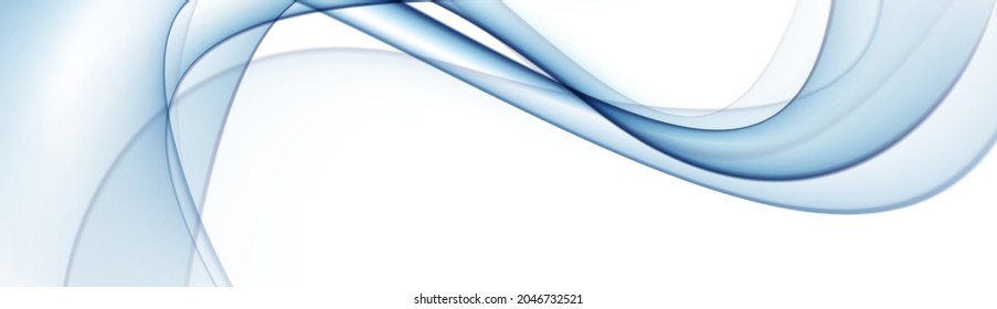 Abstract blue motion wave line, smoke, transparent fabric. Design element. Vector illustration.