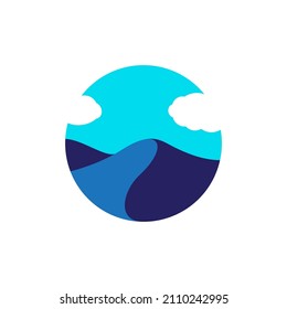 montaña azul abstracta con diseño de logotipo de cielo brillante, símbolo gráfico vectorial ilustración de símbolo