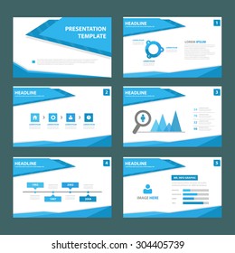 Abstract Blue multipurpose presentation brochure flyer template flat design set 