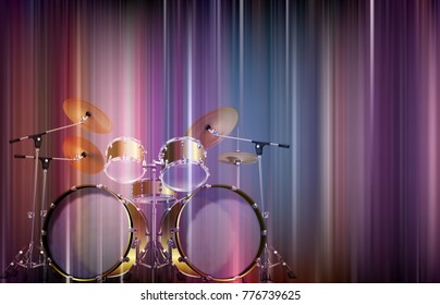 abstract blue music background with drum kit