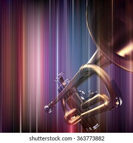 abstract blue music background with trumpet