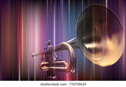 abstract blue music background with trumpet