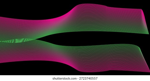 Abstrakter, blauer und mehrfarbiger Wellenhintergrund. Welle mit Linien und abstrakten blauen schwarzen Wellenmelodielinien auf weißem Hintergrund.