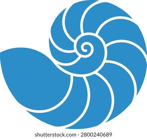 Abstract blue nautilus shell design representing nature's beauty and harmony