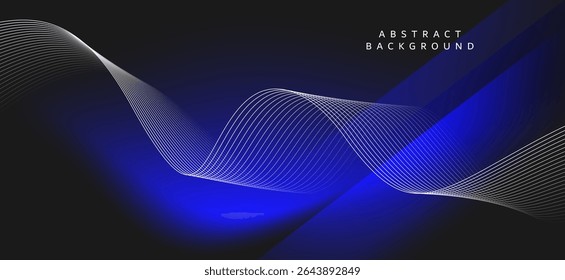 Um fundo azul-marinho e azul-marinho abstrato composto de linhas curvas que parecem se mover como ondas ou pulsos, criando uma sensação de profundidade e movimento dinâmico.