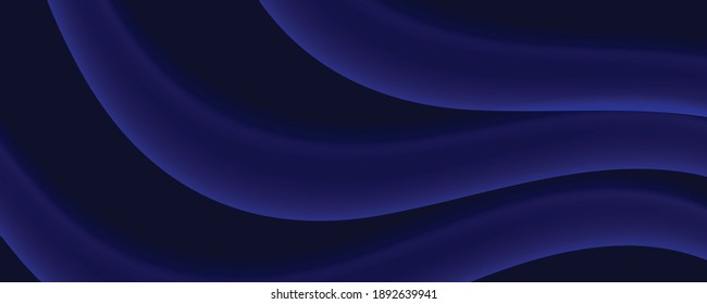 Abstract blue navy dynamic background. Neon glowing fluid wave lines, magic energy space light concept, abstract background wallpaper design