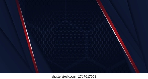 Abstract blue navy red light overlap background with hexagon mesh pattern modern futuristic tehnology