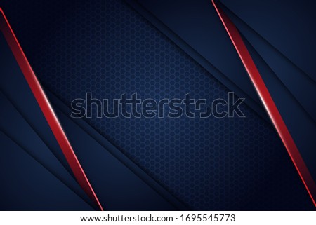 Abstract blue navy red light overlap background with hexagon mesh pattern modern futuristic tehnology vector illustartion