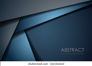 Abstract blue navy triangle overlap with text on dark blank space design modern luxury futuristic background vector illustration.