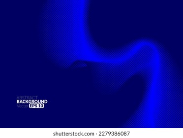 Abstract blue navy wave line halftone digital technology, smooth particle wave, big data techno design concept background wallpaper, Website landing page template, vector eps
