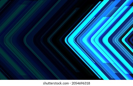 Abstract blue neon arrow direction geometric pattern with blank space design modern technology futuristic background vector illustration.