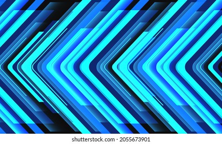 Abstract blue neon arrow direction geometric pattern design modern technology futuristic background vector illustration.