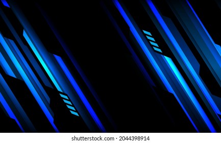 Abstract blue neon black cyber geometric line slash design modern futuristic technology background vector illustration.