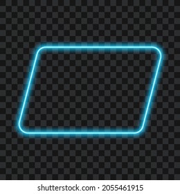 Abstract blue neon frame, isolated on transparent background, vector illustration.