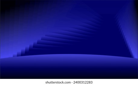 Abstract blue neon geometric background, empty blue stage. Vector illustration