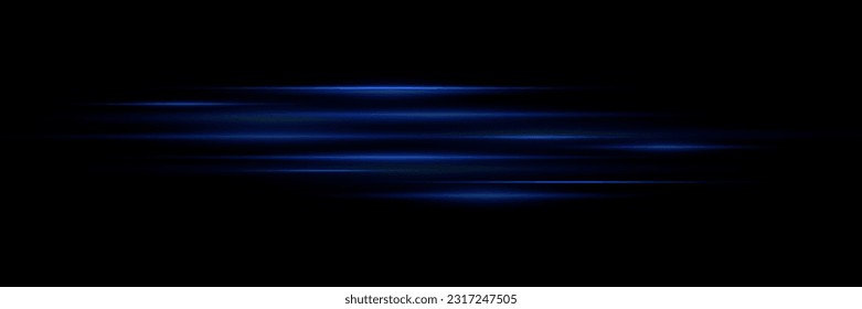 Abstract blue neon light effect on black background. Vector illustration.