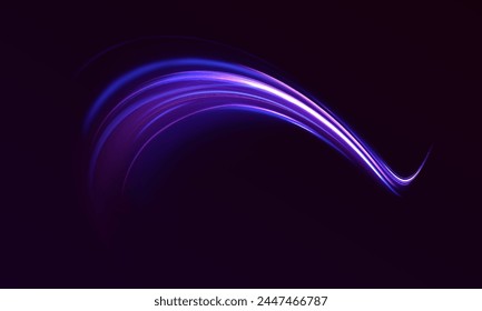 Fondo de efecto de luz de neón azul Abstractas con silueta de coche. Vertical de luz y velocidad de resplandor de fondo de Vector abstracto de tecnología de movimiento.	
