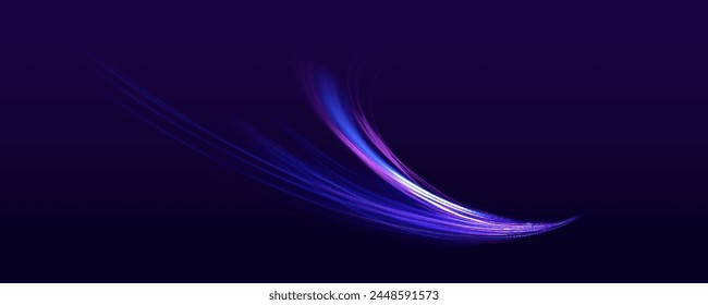 Fondo de efecto de luz de neón azul Abstractas con silueta de coche. Vertical de luz y velocidad de resplandor de fondo de Vector abstracto de tecnología de movimiento.	
