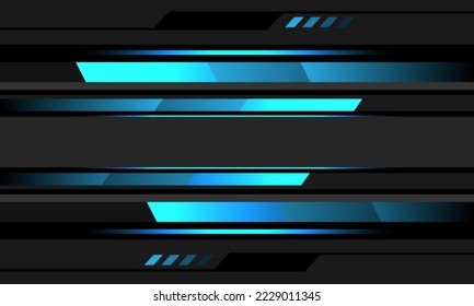 Resumen ciberlíneas geométricas de línea de neón azul sobre diseño de circuito negro gris diseño de tecnología futurista moderna ilustración vectorial de fondo.