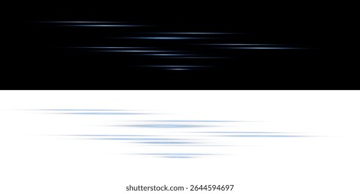 Abstract blue  neon light rays and lines transparent background. Colored shiny sparks of spiral wave. Curved bright speed line swirls.