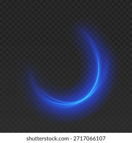 Abstractas rastro de luz de neón azul con efecto de desenfoque de movimiento sobre fondo transparente