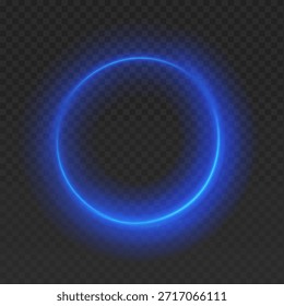 Abstrakter blauer Neonlichtpfad mit Bewegungsunschärfeeffekt auf transparentem Hintergrund