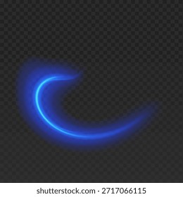 Abstractas rastro de luz de neón azul con efecto de desenfoque de movimiento sobre fondo transparente