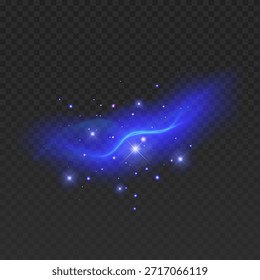 Abstractas rastro de luz de neón azul con efecto de desenfoque de movimiento sobre fondo transparente